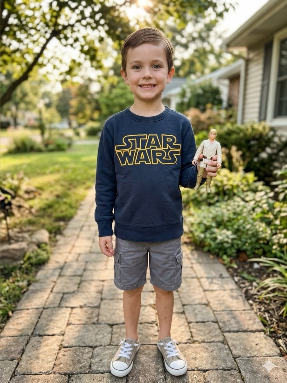 Gap Kids x Star Wars Navy Blue Logo Crewneck Sweatshirt - Size 8 (Medium) GUC